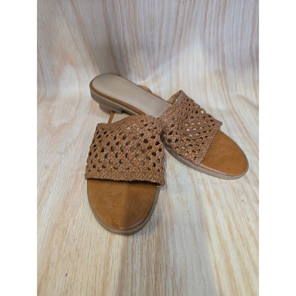 Universal Threads Tabitha Braided Slides Flat Sandals Womens Size 10 Brown